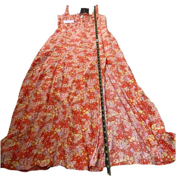 ASTR The Label NWT Elsie Orange Floral Smocked Midi Dress M Cottagecore Milkmaid - Picture 13 of 14